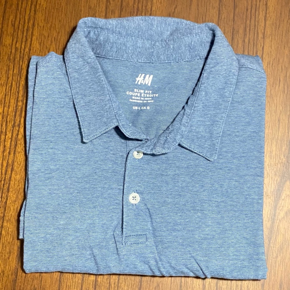 Men’s H&M slim fit blue polo L